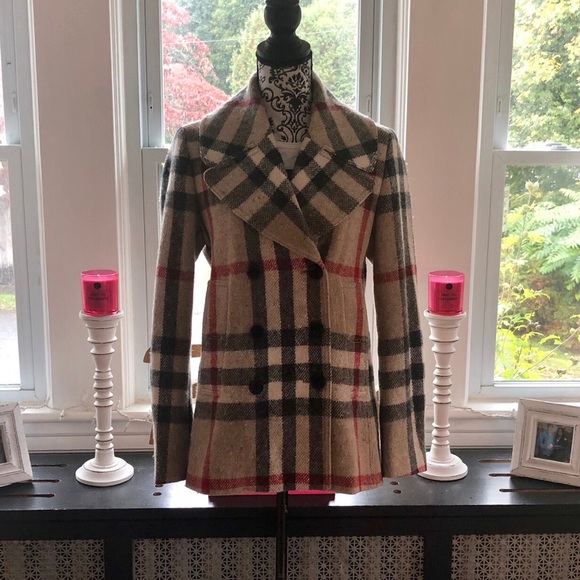 BURBERRY NOVA CHECK WOOL PEACOAT - Picture 5 of 7